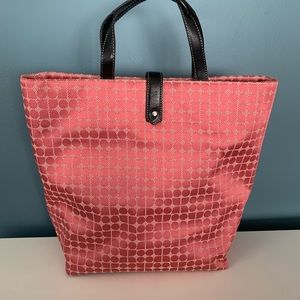 Kate Spade Tote with Signature Pattern in Pink and Brown Leather Handles